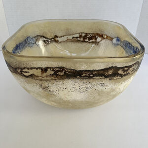 Large Alfredo Barbini Murano Scavo Italian Glass Bowl